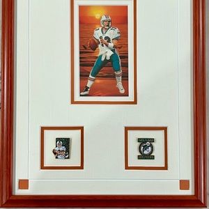 Dan Marino lithograph copy 5x8 professionally framed with original pins